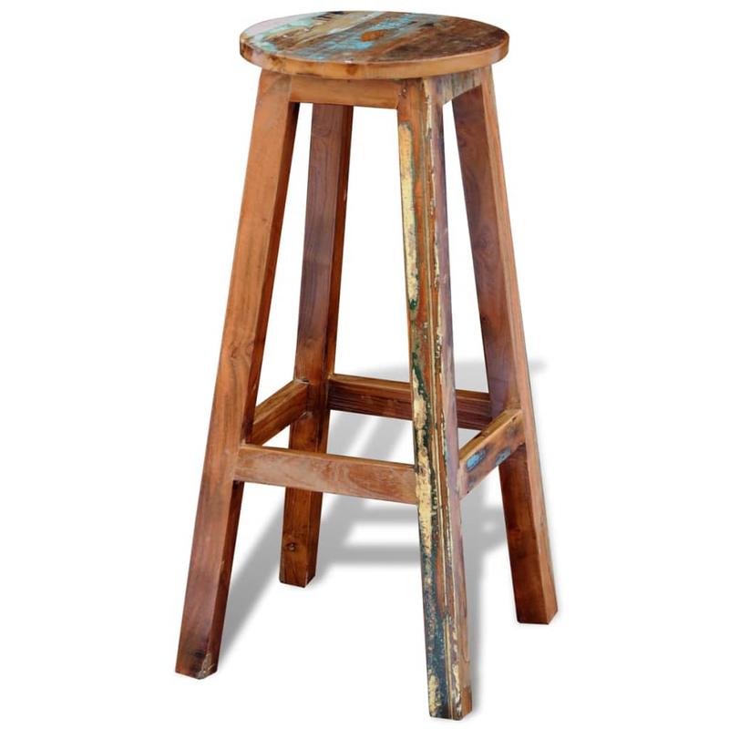 Solid Bar Stool - Massive Thick Square Leg & Wide Base, Heavy-Duty Modern Counter Stool with Backrest-like, Easy Assembly, Bar, for Cave - Wood Grain (No, Sturdy Four-Legged Design)