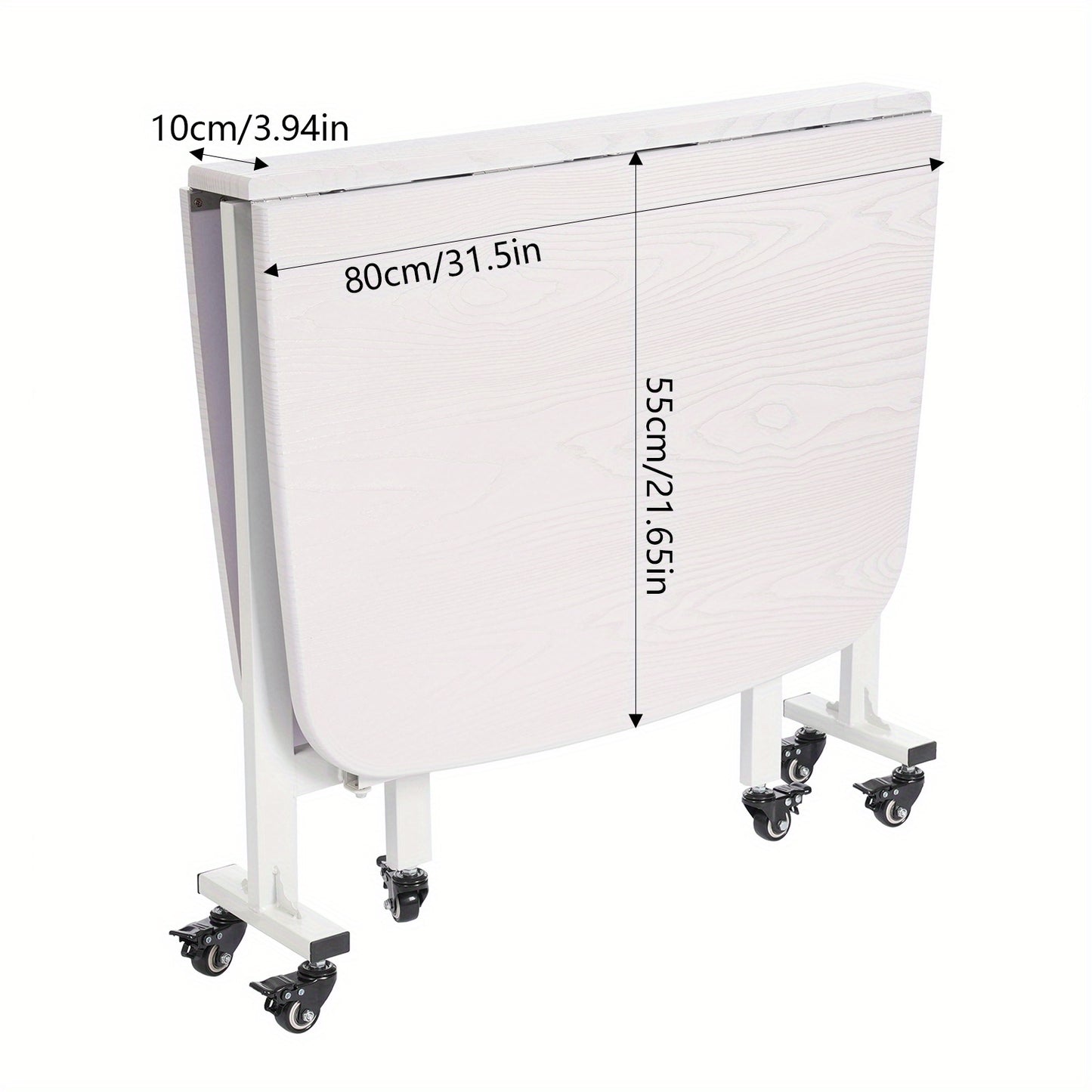 Klaptafel – Vouwtafel – Opvouwbare Tafel – Plooitafel – Bijzettafel – Drievoudig Opvouwbaar – 120x80x75 cm – Wit Met Houtnerfstructuur – Voor Binnen & Buiten Met 6 Zwenkwieltjes