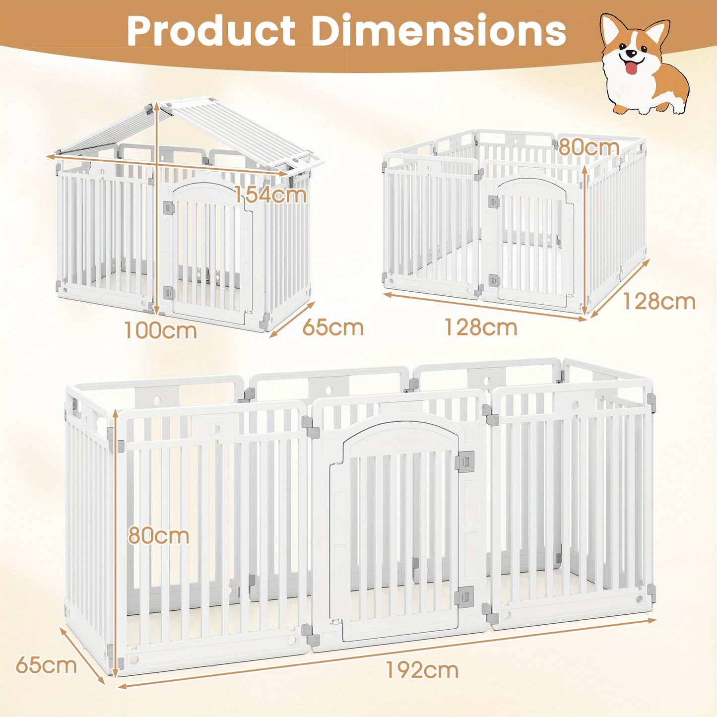 Hondenren – Puppyren – Hondenkennel – Dierenren – Opvouwbare Hondenbench – Duurzaam Kunststof – 81 cm Hoog – Met Deur En Slot