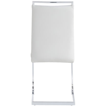 2pcs Modern Dining Chair Set - High Back Upholstered Side Chairs with Cross-Stripe Backrest, PU Faux Leather & Linen Cushioned Seats, Metal Frame, White, Dining Room, Kitchen, Guest Office Chairs, Dining Room Chairs, Kitchen