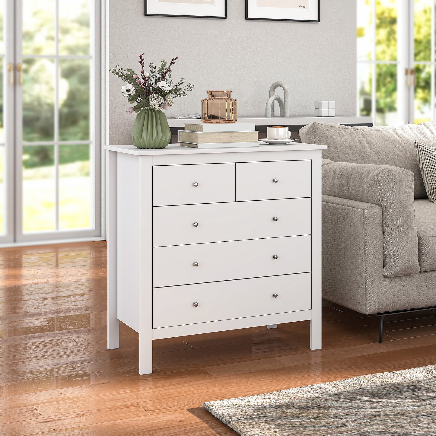 Dressoir – Ladekast – Sideboard – Opbergkast – Commode – Wit – Softclose Deuren – Kantelbeveiliging – 79x39,5x80,5 cm