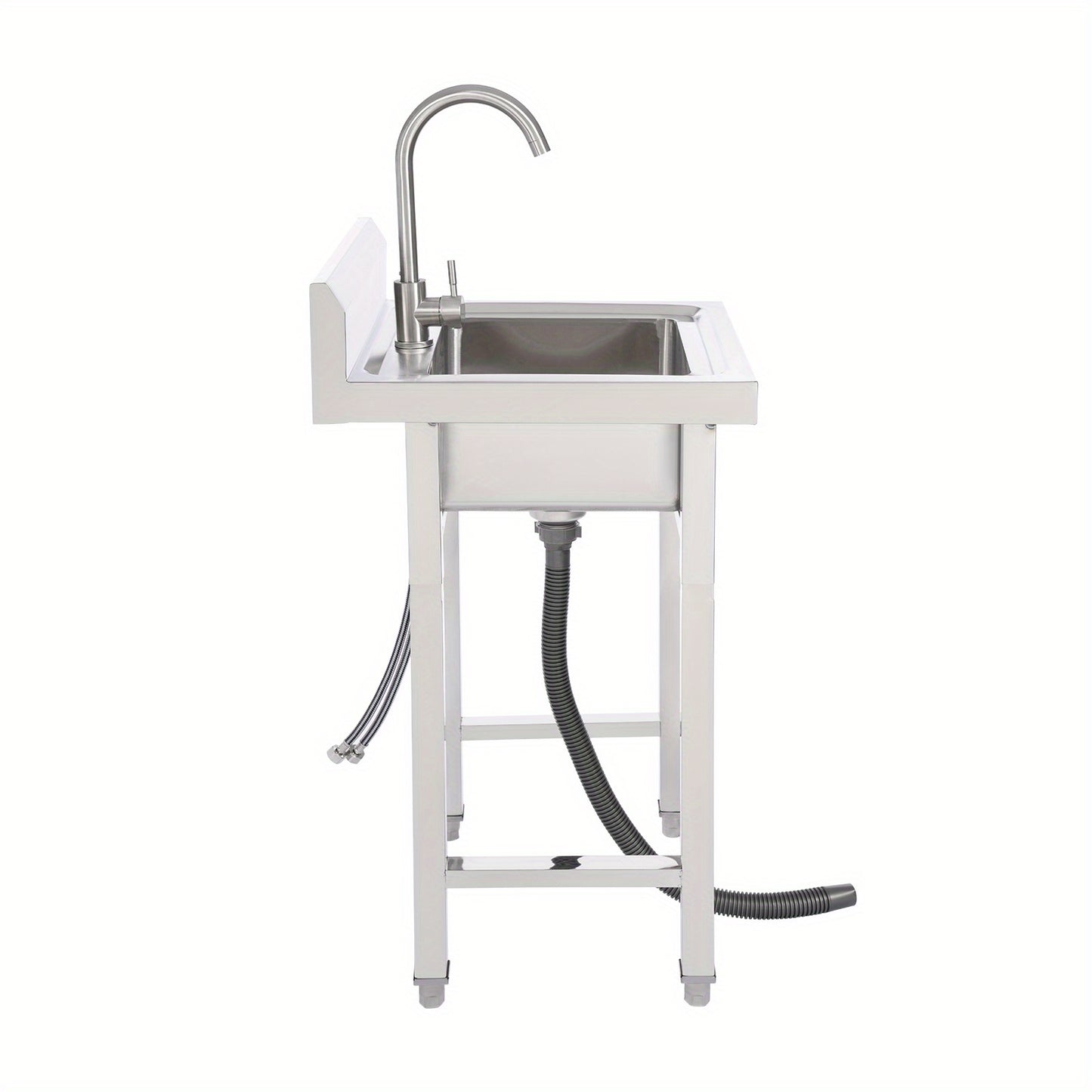 TOOL1SHOOO 201 Stainless Steel Commercial Sink Set, equipped with a 360° rotating faucet, large capacity sink dimensions of 35.0 x 30.99 x 19.0 cm, adjustable foot pads, with a filter basket and lid, suitable for cafes, rest