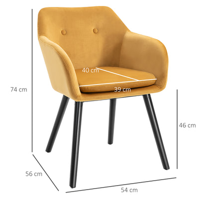 Eetkamerstoel – Kuipstoel – Stoel – Draaistoel – Set van 2 – Okergeel Fluweel – Zwart Houten Onderstel – Ergonomisch Design