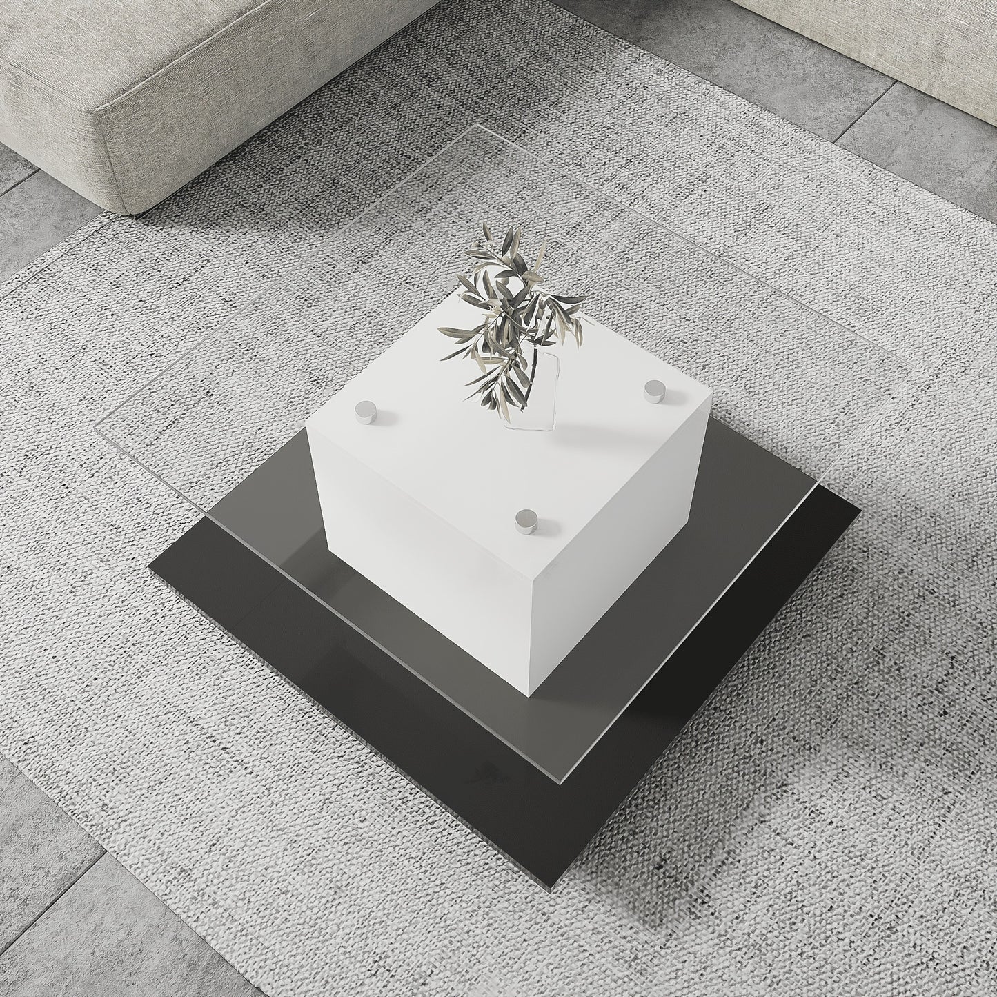 Coffee Table, Living Room Side Table, High-Gloss Glass Coffee Table, Mobile Coffee Table with Swivel Wheels, White