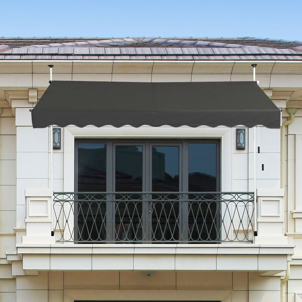Balkonzonwering – Zonnescherm – Zonwering – Uitschuifbaar Scherm – Balkon Schaduw – Verstelbare Hoogte 200-300 cm – Waterafstotend & UV-bestendig – Aluminium Frame – Handmatige Bediening