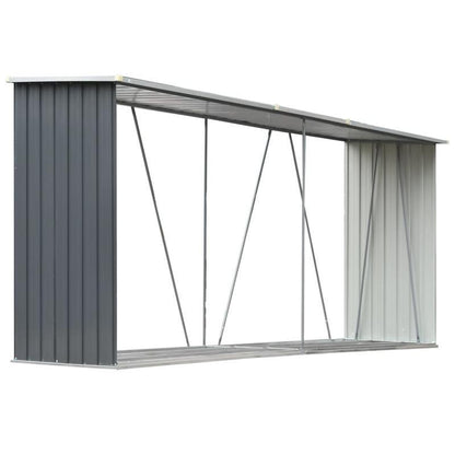 Houtberging – Houtopslag – Brandhoutrek – Haardhoutopslag – Buitenberging – Verhoogde Lattenvloer – Weerbestendig Verzinkt Staal – 330x84x152 cm