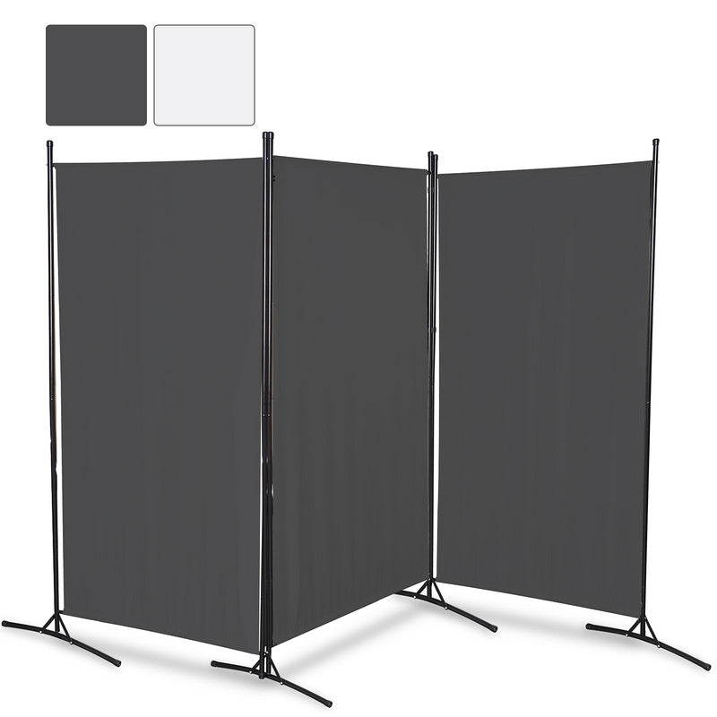 Kamerscherm – Roomdivider – Scheidingswand – Paravent – Privacy Scherm – Donkergrijs – Vouwbaar – Met Metalen Frame 180x180 cm