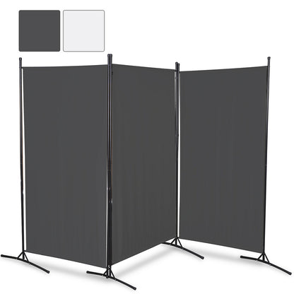Kamerscherm – Roomdivider – Scheidingswand – Paravent – Privacy Scherm – Donkergrijs – Vouwbaar – Met Metalen Frame 180x180 cm