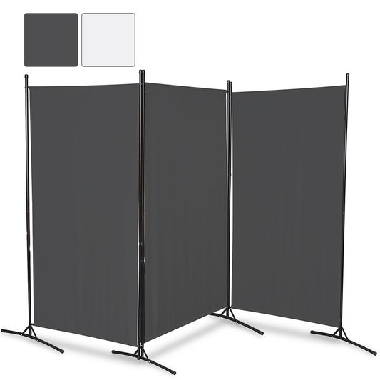 Kamerscherm – Roomdivider – Scheidingswand – Paravent – Privacy Scherm – Donkergrijs – Vouwbaar – Met Metalen Frame 180x180 cm