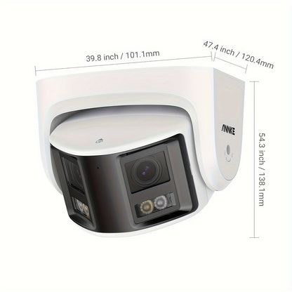 Bewakingscamera – Beveiligingscamera – Surveillance Camera – CCTV Camera – 6MP PoE Camera – Dubbele Lens met 180° Kijkhoek – Kleurennachtzicht en 2-weg Audio