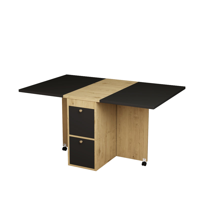 Uitschuifbare Eettafelset – Eetkamerset – Keukentafelset – Tafel Met Stoelen – Ruimtebesparend – Modern Landelijk Design – Wit Zwart Eikenhout – Compact En Multifunctioneel