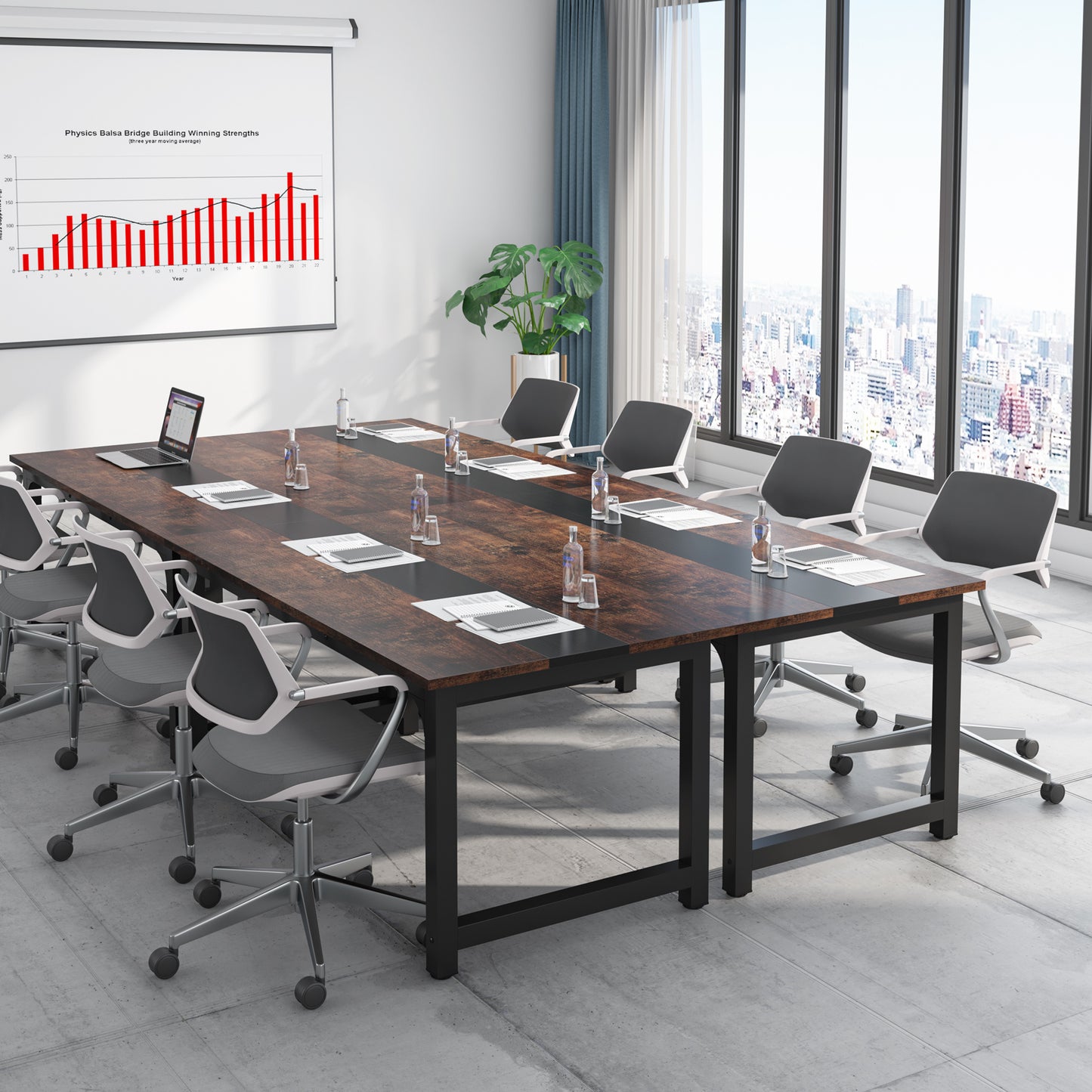 Bureau – Computertafel – Werkplek – Schrijftafel – Thuiskantoor – Ruim Werkblad 160x80 cm – Stabiel Metalen Onderstel Rustiek Zwart