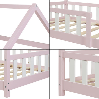 Kinderbed – Kinderbedden – Eenpersoonsbed – Hoogslaper – Stapelbed – Valbeveiliging – Massief Dennenhout – 140 x 200 cm