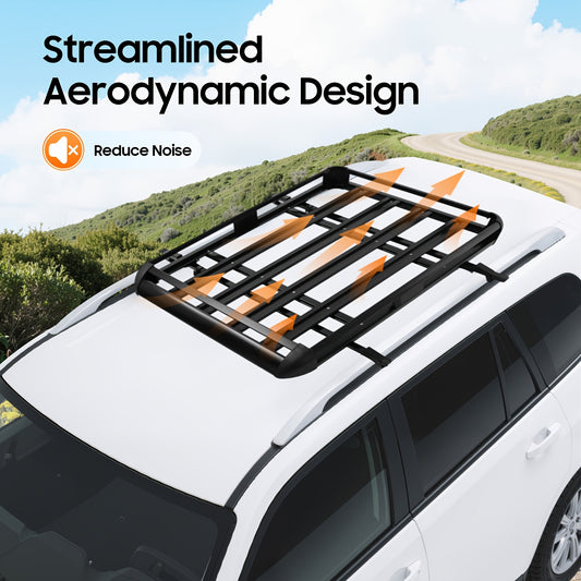 Dakkofferdrager – Dakdrager – Dakraildrager – Autodakdrager – Bagagedrager – Aluminium Zwart – Verstelbaar 140x100 cm – Aerodynamisch Ontwerp – Stevig en Duurzaam