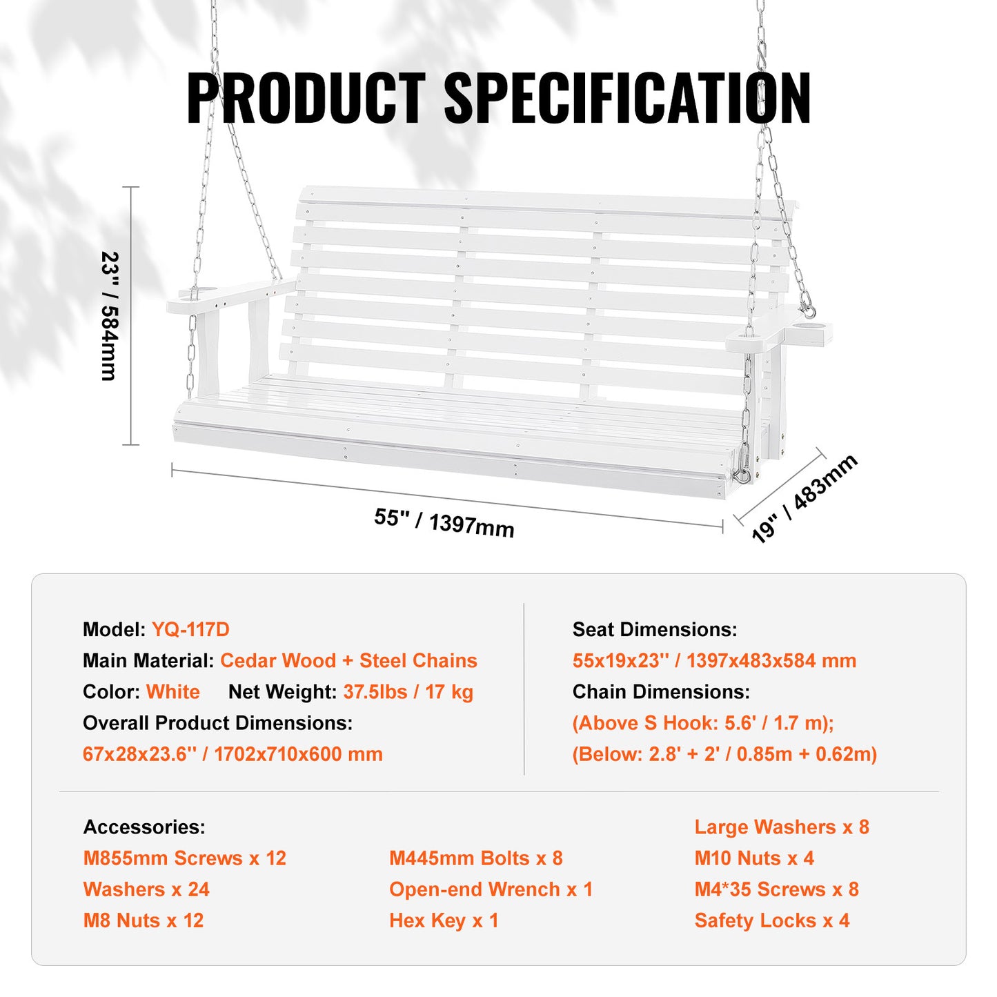 Houten Schommelbank – Tuinbank Schommel – Veranda Schommelbank – Buitenbank – Schommelstoel – Draagkracht 400 kg – Weerbestendig met PU Coating