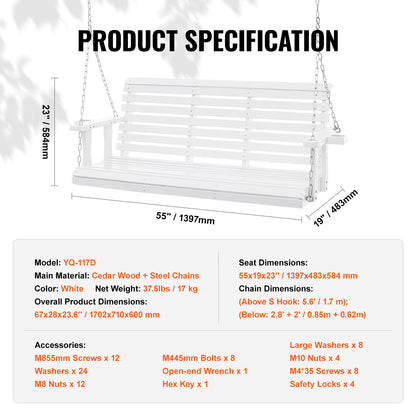 Houten Schommelbank – Tuinbank Schommel – Veranda Schommelbank – Buitenbank – Schommelstoel – Draagkracht 400 kg – Weerbestendig met PU Coating