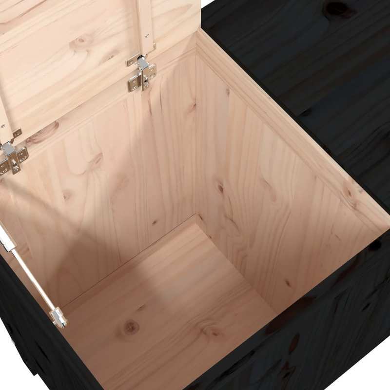 Wasmand – Wasbox – Wassorteerder – Waszak – Opbergmand – Massief Grenenhout – 3 Compartimenten Met Uitschuifbare Laden – Zwart – 88,5x44x76 cm – Klassiek Design