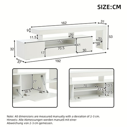Modern wit tv-meubel – TV-kast – TV-meubel – Mediameubel – Tv-dressoir – 192 cm breed – Geschikt voor televisies tot 85 inch – Duurzaam bamboe – Eenvoudige montage