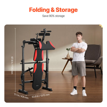 Bankdrukbank – Halterbank – Fitnessbank – Trainingsbank – Fitness bench – Verstelbaar en Inklapbaar – Stevig Stalen Frame – Max. Belastbaar Gewicht 300 kg