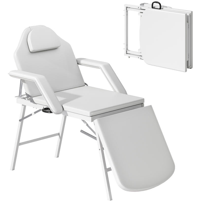 Inklapbare Massagetafel – Massagebank – Therapy Tafel – Fysiotherapie Tafel – Wellness Bed – Draagbaar Ontwerp – Stevig Metalen Frame – Comfortabele Foam Bekleding – Wit