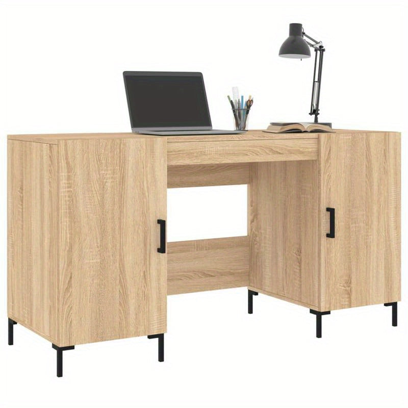 140x50x75cm Sonoma Oak Composite Wood Desk, Smooth Moisture-Resistant Surface, Anti-Warping & Anti-Cracking, Perfect for Home, Office, Study, Bedroom, or Living Room, Office Decor