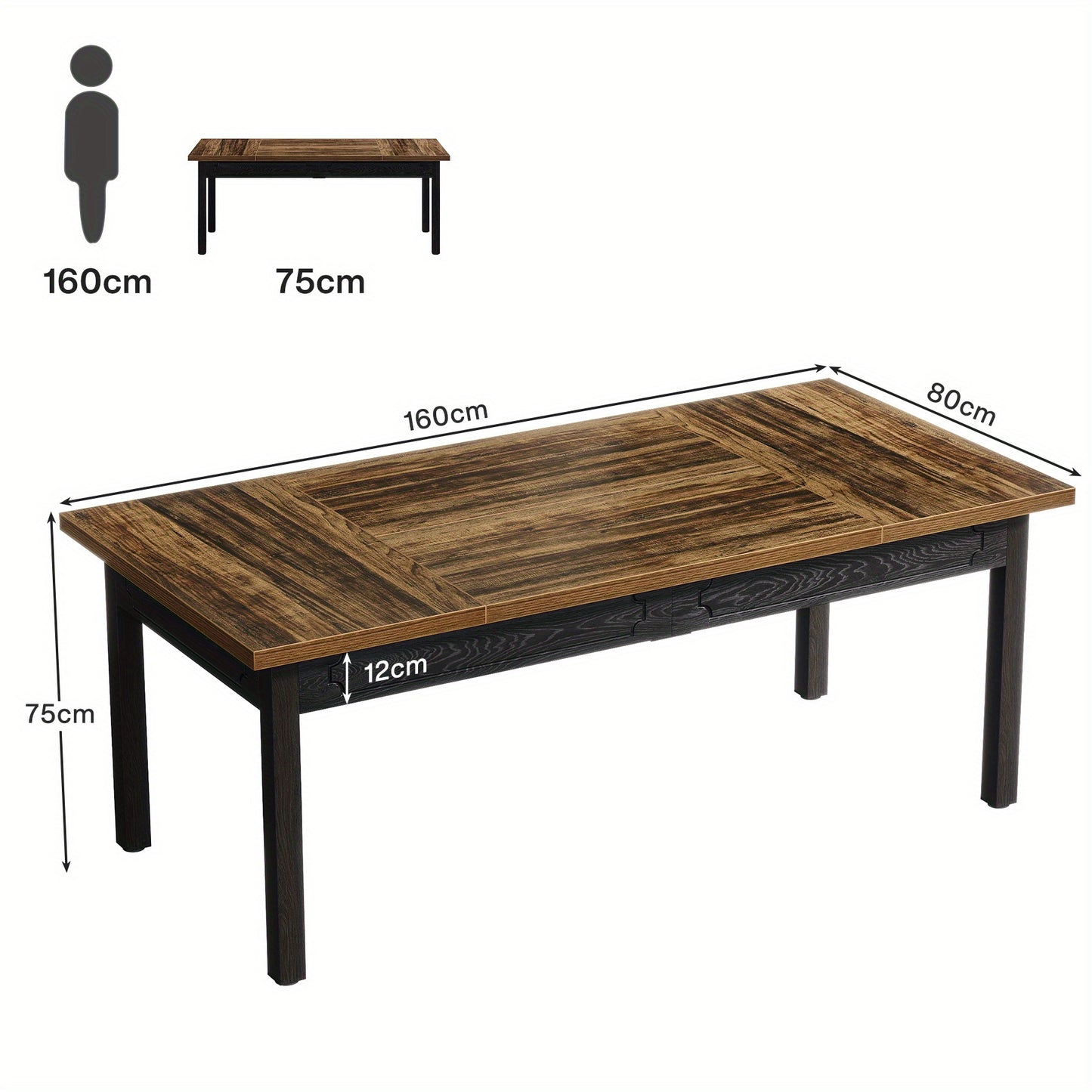 Bureau – Werkplek – Schrijftafel – Tafel – Computertafel – Rechthoekig – Stevig Metalen Frame – Rustiek Bruin Houten Blad