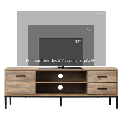 TV Meubel – TV Kast – TV Dressoir – Lowboard – Media Meubel – Industrieel Design – Geschikt voor TV Tot 50 Inch – MDF Metalen Frame 132x39x45,5 cm