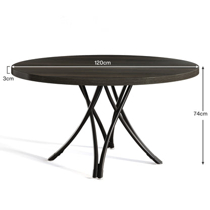 Round Dining Table for 4–6 People, 120 cm, Modern Kitchen Table with Cross-Leg Design, Easy Installation, for Kitchen or Dining Room, 120 × 120 × 75 cm, Black