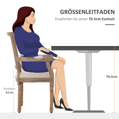 Eetkamerstoel – Keukenstoel – Stoel – Landelijke Stoel – Frans Landhuisstijl – Rubberen Houten Frame – Crèmewit – 59 x 63,5 x 96 cm – Verstelbare Stoelvoeten – Draagvermogen 150 kg
