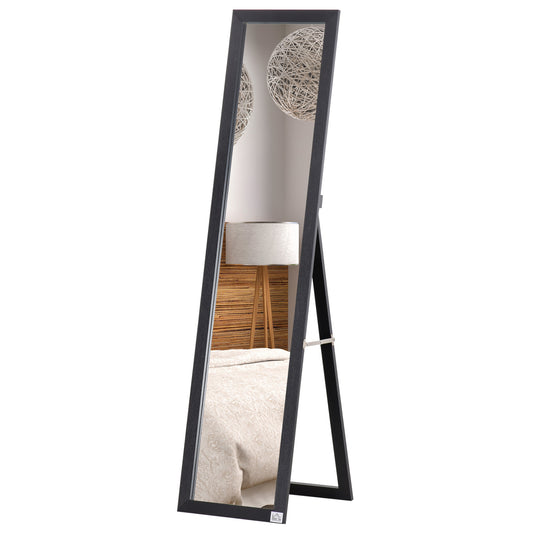 Full-Length Spiegel – Staande Spiegel – Wandspiegel – Kleerhangspiegel – Passpiegel – Zwart MDF-Frame – 154 cm Hoog – Vrijstaand & Wandmontage