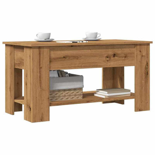 Coffee table 101x49x52cm edited wood artisanaal Oakkleur Practical, removable, suitable for all seasons, Coffee Table with Storage, Versatile Table, Living Room Furniture, Minimalist Style, Modern Furniture, Removable Design,