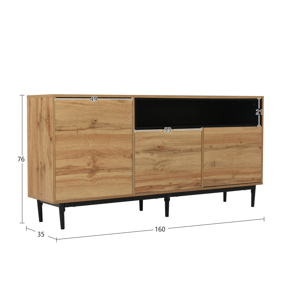 Dressoir – Ladekast – Opbergkast – Buffetkast – Kast – Modern Houten Design – 160x35x76 cm – Ruimtebesparend & Stevig