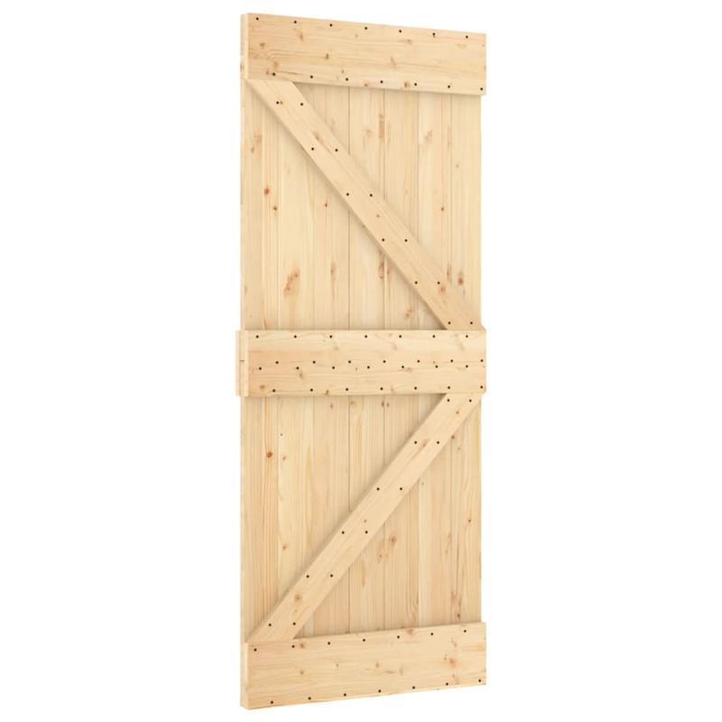 Schuifdeur – Schuifpaneel – Deurafscheiding – Ruimtebesparende Deur – Massief Vurenhout – Bruin – 85x210 cm – Met Seizingsysteem – Duurzaam & Praktisch