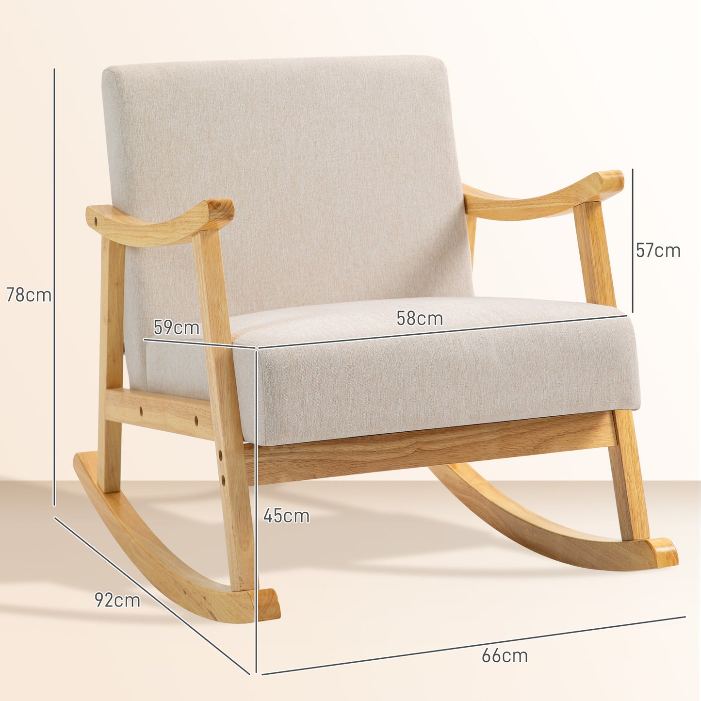 Schommelstoel – Relaxstoel – Wiegstoel – Schommelstoel Voor Baby’s – Loungestoel – Beige – Ergonomisch Design – Anti-Slip Poten