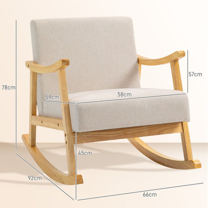 Schommelstoel – Relaxstoel – Wiegstoel – Schommelstoel Voor Baby’s – Loungestoel – Beige – Ergonomisch Design – Anti-Slip Poten