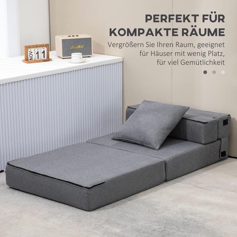 Relaxfauteuil – Slaapstoel – Loungestoel – Zetel – Fauteuil – Multifunctioneel – Donkergrijs – Foamgepolsterd – Afneembare Hoes