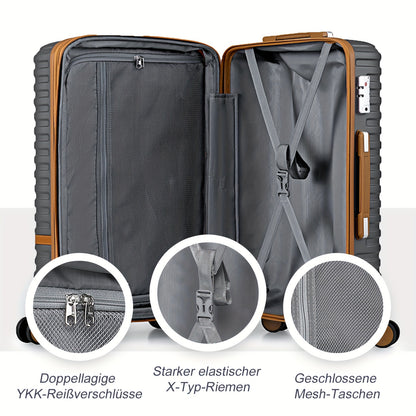 Kofferset – Reiskoffer – Handbagage – Trolley – Ruimbagage – Hardcase ABS – Telescoopgreep Aluminium – 360° Spinnerwielen – Cijferslot – Zwart – 20/24/28 Inch