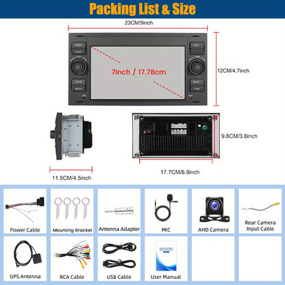 [6G+128G] 8-Core Android Car Radio for Ford Transit/ Fiesta/ Focus/ for Galaxy/ Mondeo/ C-Max/ S-Max Connect with Carplay Android Car, 17.78 cm Touchscreen with Bluetoo Navigation WiFi FM/ RDS Reversing, Incar Connectivity, V