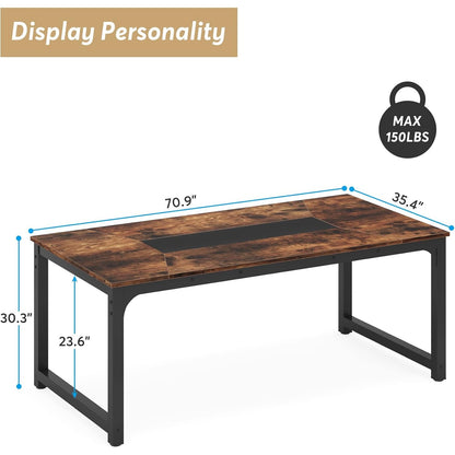 Eettafel – Tafel – Eetkamertafel – Keukentafel – Werktafel – Modern Rustiek Design – 180x90 cm – Walnoothout Blad – Stevig Metalen Onderstel