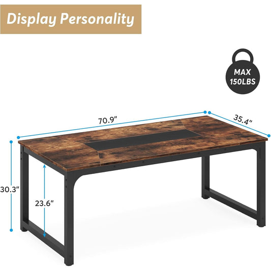 Eettafel – Tafel – Eetkamertafel – Keukentafel – Werktafel – Modern Rustiek Design – 180x90 cm – Walnoothout Blad – Stevig Metalen Onderstel