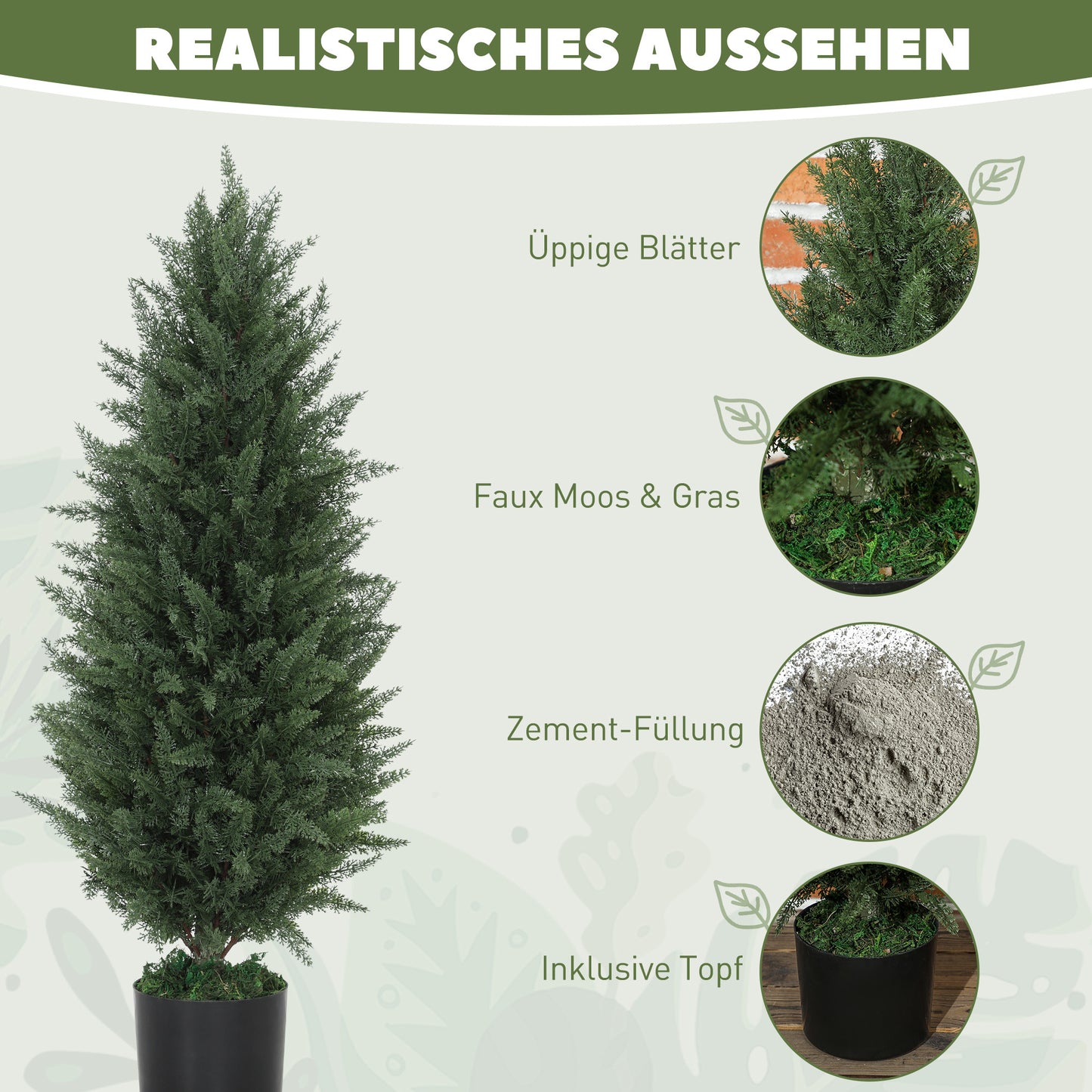 Kunstcipres – Kunstboom – Nepplant – Sierplant – Kamerplant – Set Van 2 – UV-Bestendig – 90 cm Hoog