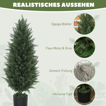 Kunstcipres – Kunstboom – Nepplant – Sierplant – Kamerplant – Set Van 2 – UV-Bestendig – 90 cm Hoog