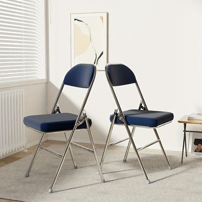 Set van 4 Eetkamerstoelen – Blauw Kunstleer met Comfortabele Bekleding – Stijlvol Ontwerp voor Restaurant, Woonkamer, Keuken of Conferentieruimte