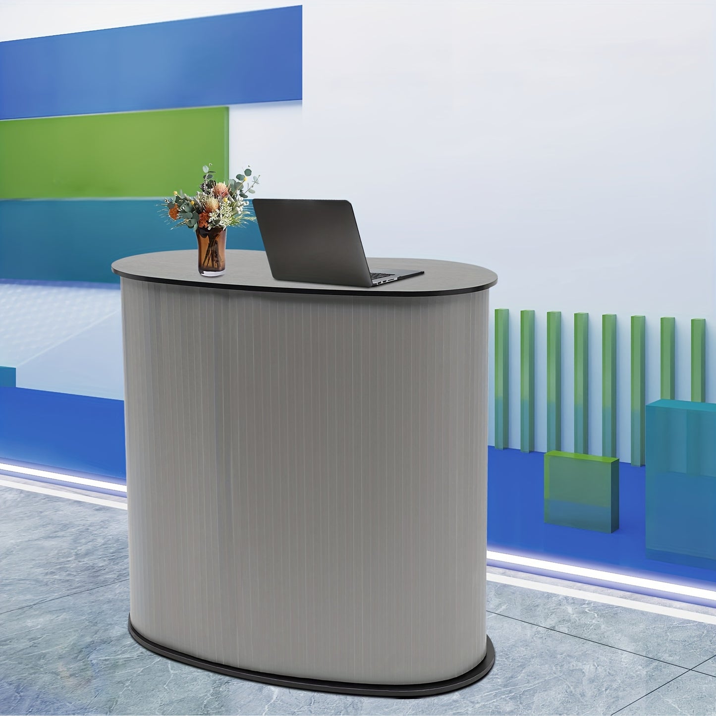 Standtafel – Beurstafel – Presentatietafel – Balie – Receptietafel – Zwart – Compact Formaat 90x90x40 cm – Stevig Hout-Kunststof Material