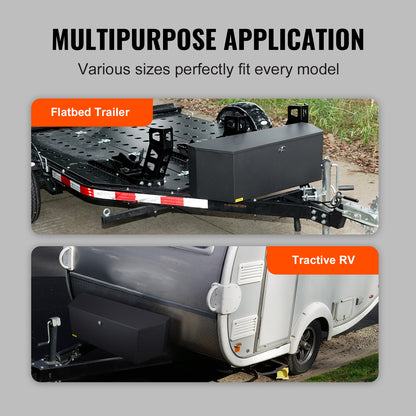 Gereedschapskist Aanhanger – Opbergbox Trailer – Trekstang Kist – Opslagbox Gereedschap – Carbonstaal – Slot Met Sleutels – 91 x 30 x 30 cm – Weerbestendig