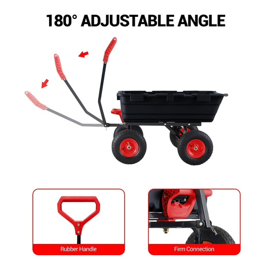 Tuinkar – Kruiwagen – Transportkar – Tuinwagen – Landbouwkar – Draagvermogen 362,87 kg – 180° Draaibare Handgreep – 10-Inch All-Terrain Banden – Stalen Frame – Kunststof Laadbak – Handmatig Gebruik