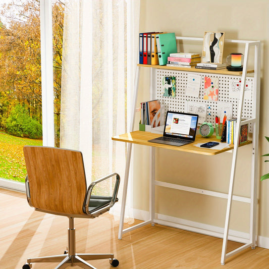 Compacte Bureau Tafel – 138 x 80 x 40 cm – Staand Bureau met Elegant Ontwerp en Natuurlijke Houtafwerking – Eenvoudig te Monteren – Perfect voor Kantoor, Woonkamer of Slaapkamer