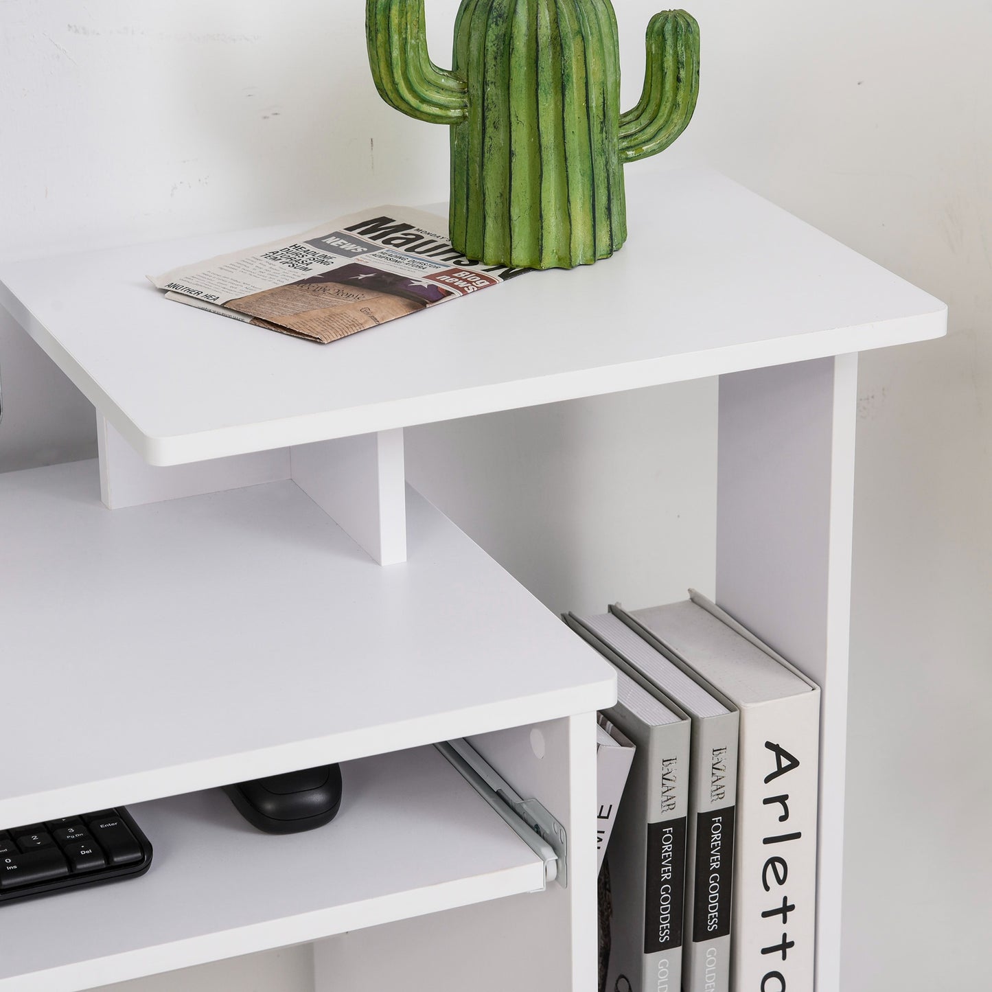 Bureau – Computertafel – Werkplekmeubel – Thuiswerkbureau – Laptoptafel – Compact formaat 100x40 cm – Melamine afwerking wit