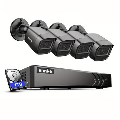 Beveiligingssysteem – Bewakingscamera – CCTV Set – Camera Beveiliging – Videobewaking – 4 HD Camera’s – AI Bewegingsdetectie – 1TB Opslag – Nachtzicht 20m