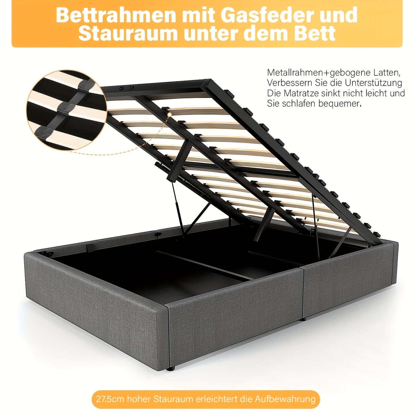 Gestoffeerd Bed – Eenpersoonsbed – Slapen – Slaapkamermeubilair – Bedframe – 140x200 cm – Hoog Draagvermogen 360 kg – Leren Bekleding & MDF